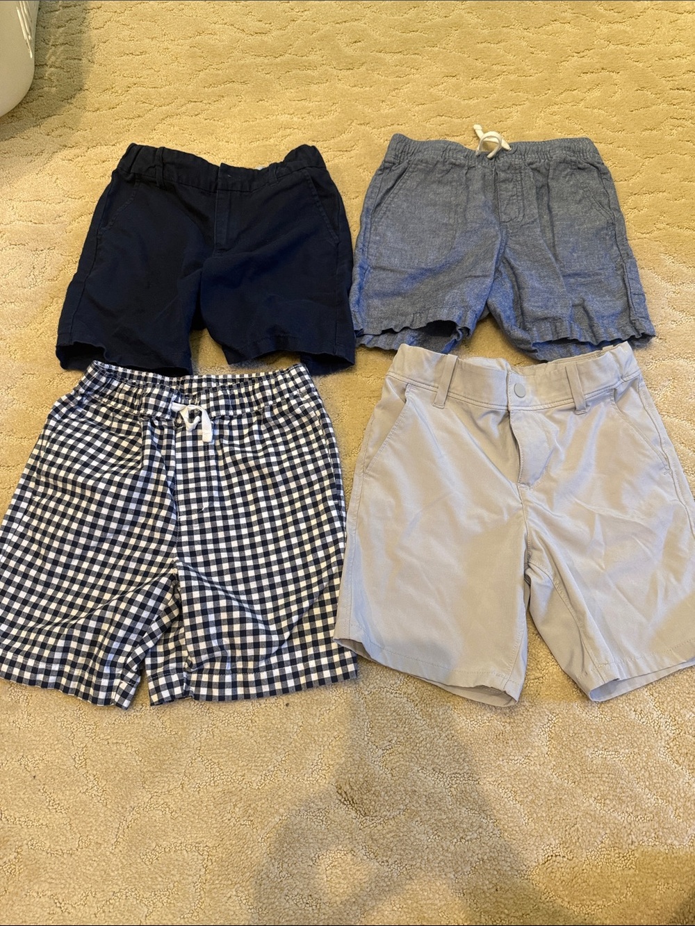 Janie and Jack Boys Navy, Chambray, Gingham Black/White & Khaki Shorts Set